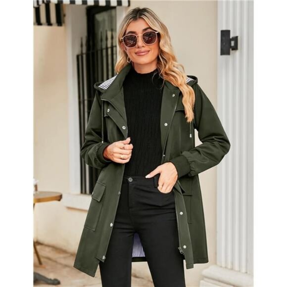 Rain Jacket Women Lightweight Raincoat Waterproof Windbreaker - Picture 4 of 6